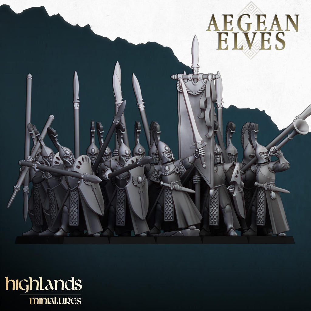 Aegean Elves Spearmen  - in 12k- by Highlands Miniatures
