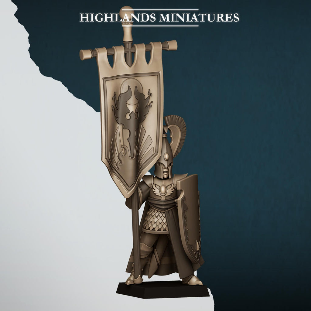 Aegean Elf with Banner  - in 12k- by Highlands Miniatures