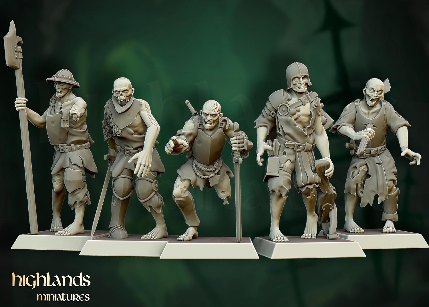 Zombie Warriors  - in 12k- by Highlands Miniatures