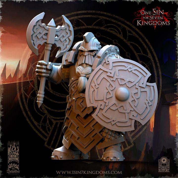 Dwarven kingdom iron head warriors - 12k  by TheBeholderMiniatures