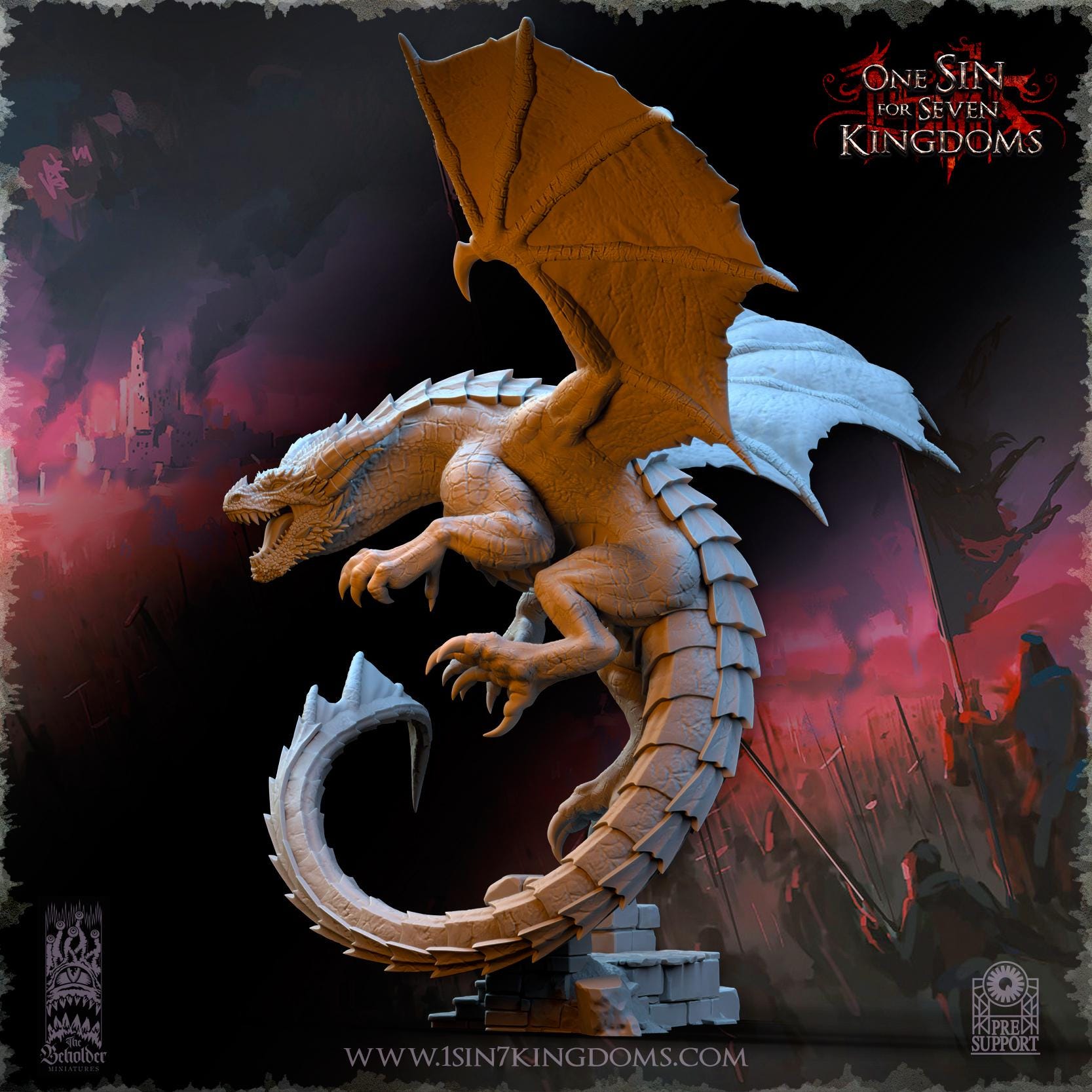 Wuthang, the Wasteland Dragon- in 12k- by TheBeholderMiniatures