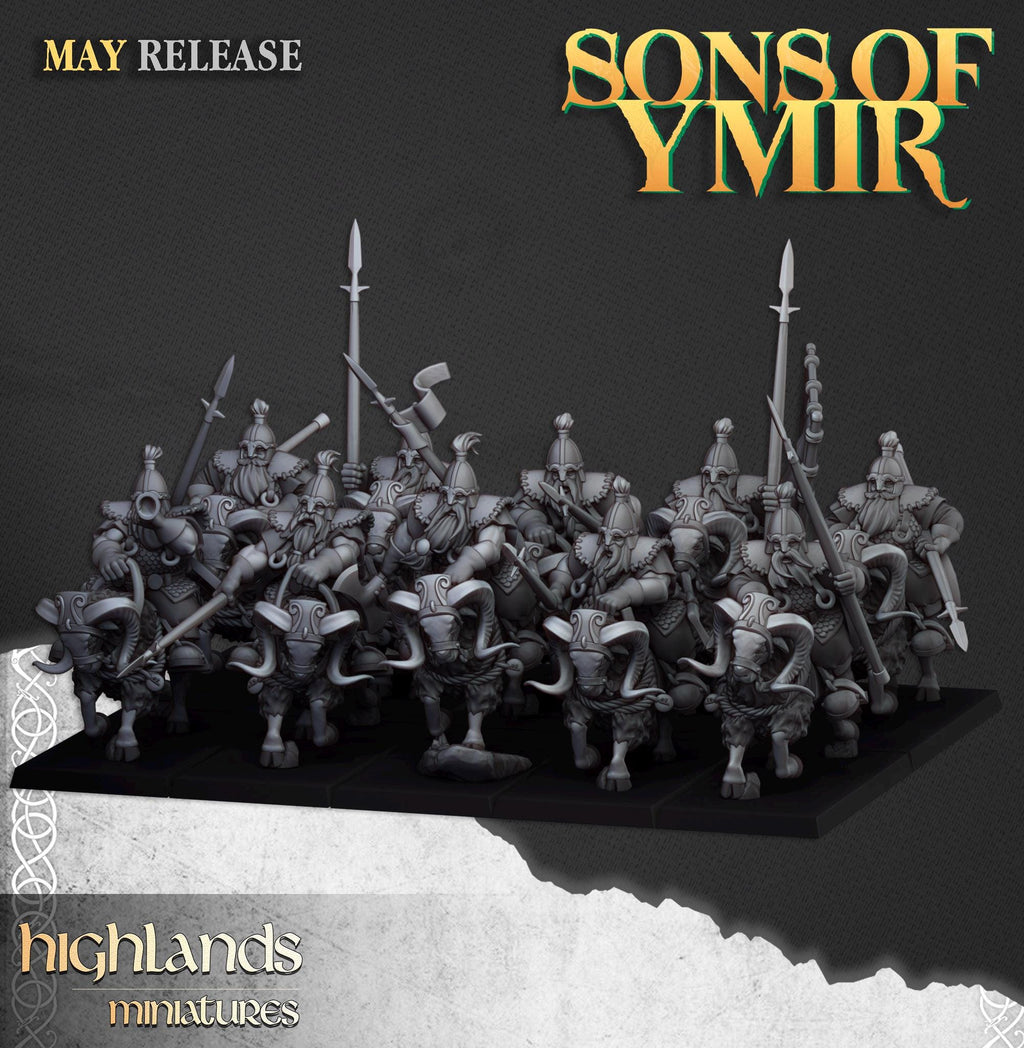 Mounted Dwarfs - in 12k- by Highlands Miniatures