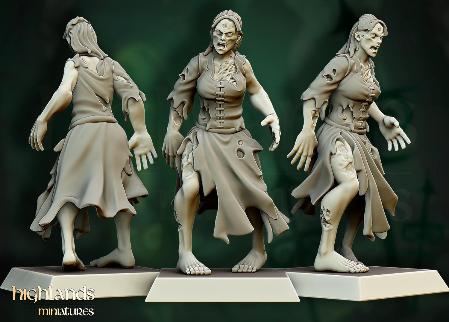 Zombie Villagers  - in 12k- by Highlands Miniatures