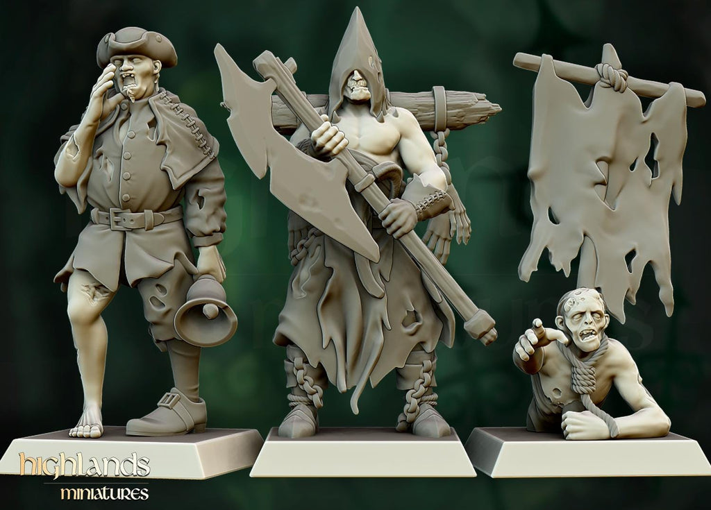 Zombie Command Group  - in 12k- by Highlands Miniatures
