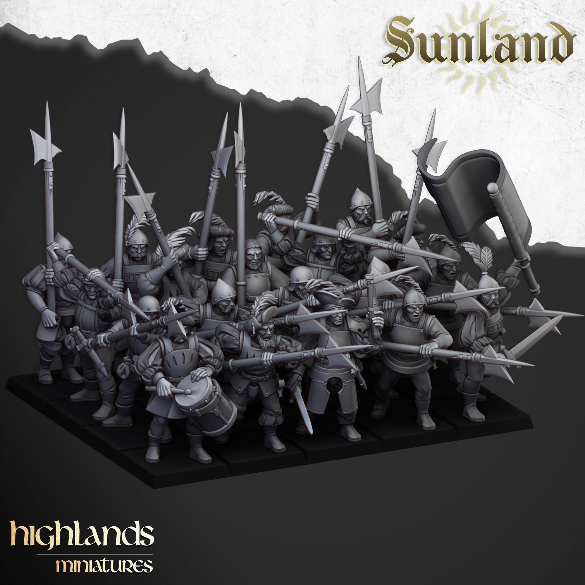 Sunland Troops with Halberds and Spears - 12k - Highlands Miniatures