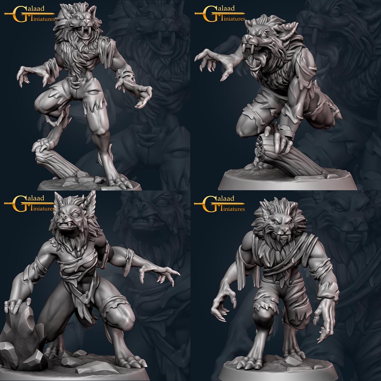 4 Model Pack - Werewolves - in 8k - by Galaad