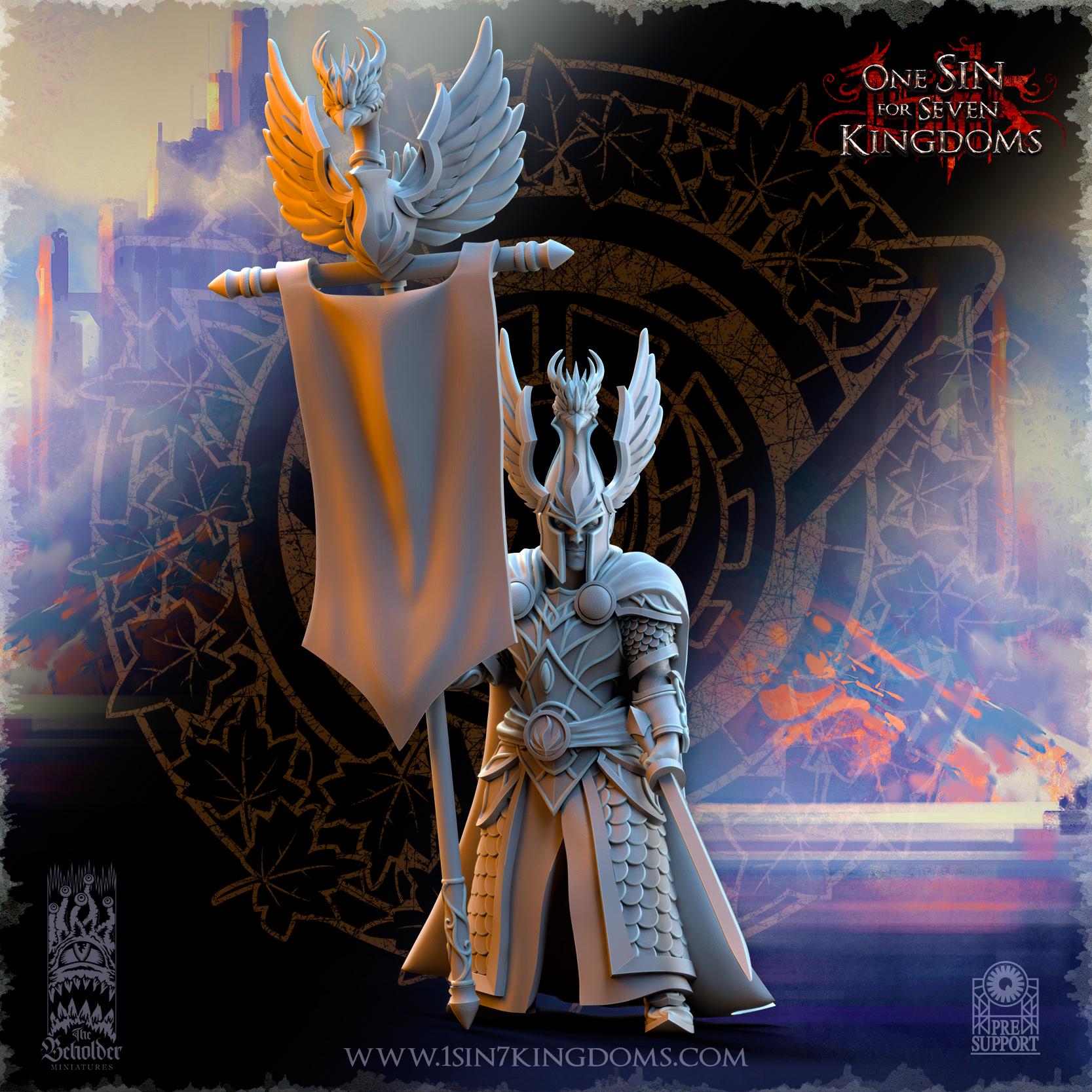 Silvermoor Elves Searing Bird Guardians Command Group - in 12k- by TheBeholderMiniatures