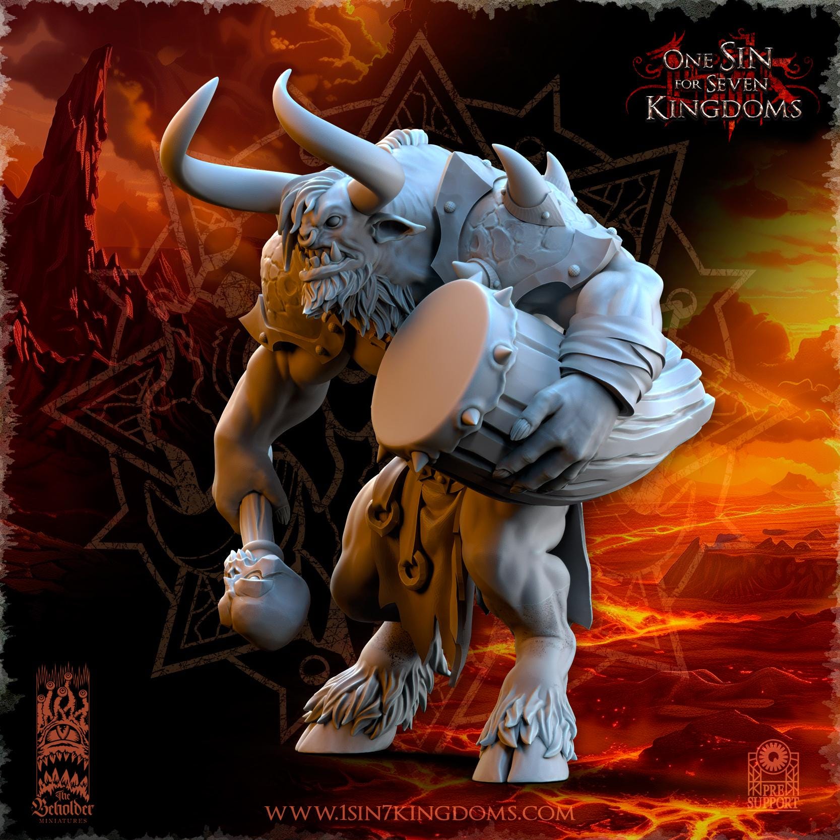 Realms of Mayhem Minotaurs Command Group - in 12k- by TheBeholderMiniatures