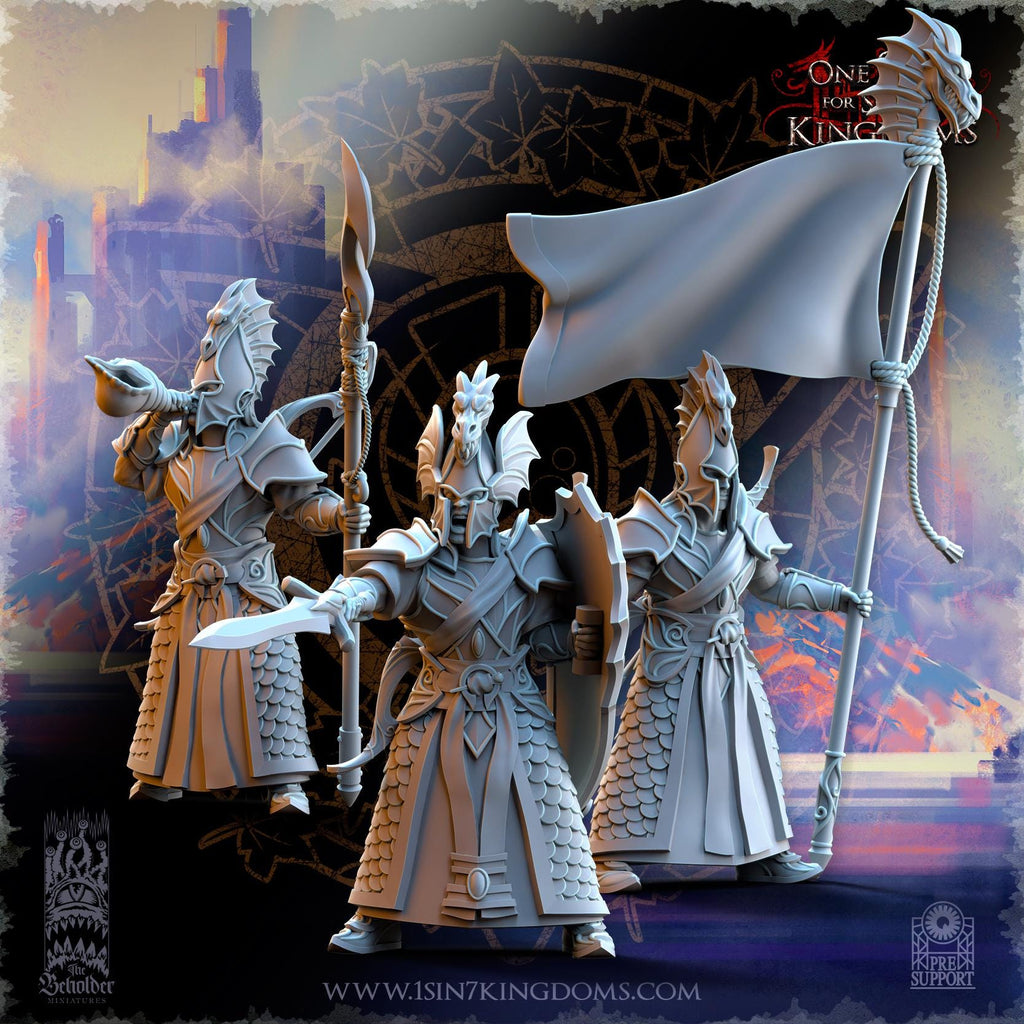 Silvermoor Elves Ilithien Coastland Militia Command Group - in 12k- by TheBeholderMiniatures