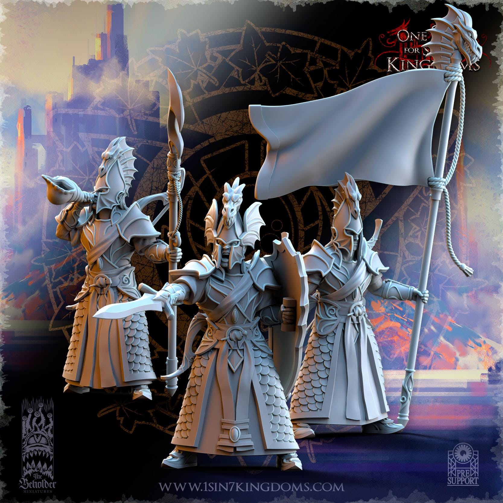 Silvermoor Elves Ilithien Coastland Militia Command Group - in 12k- by TheBeholderMiniatures