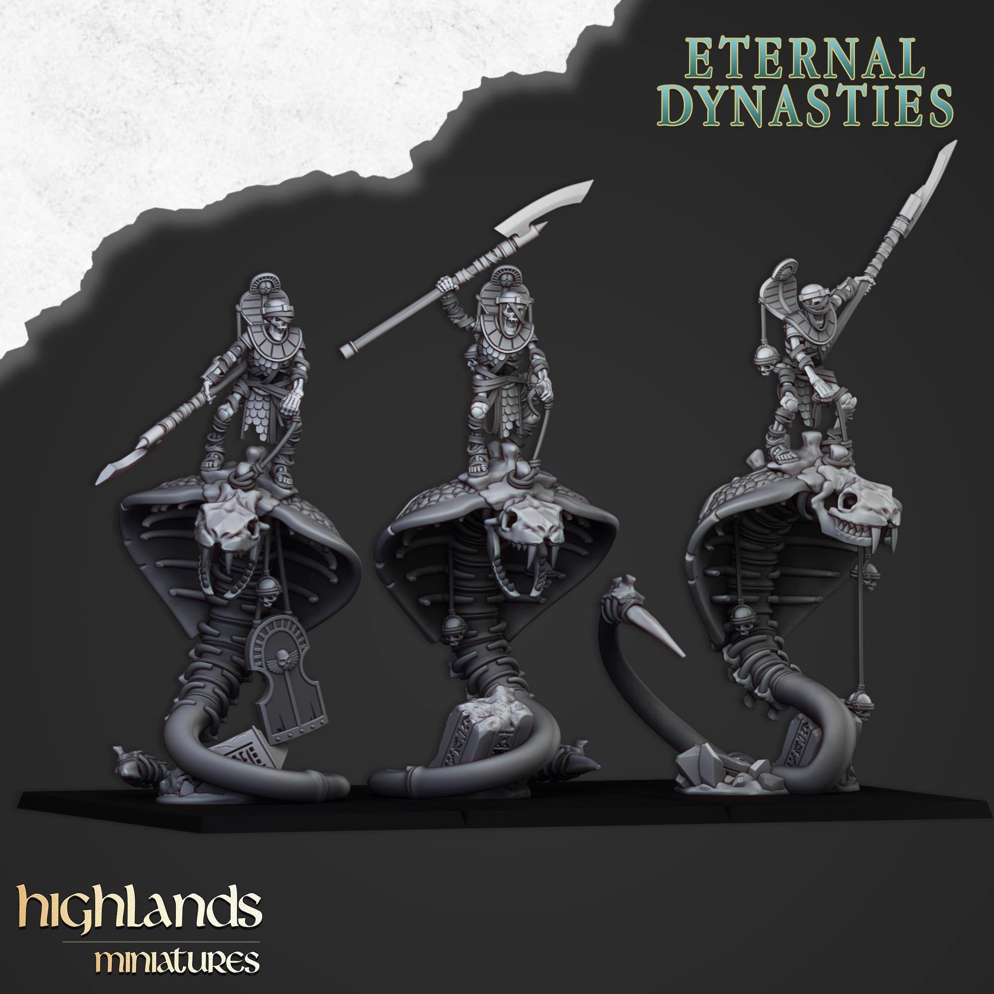 Mounted Ancient Guard on Great Snakes - in 12k- by Highlands Miniatures
