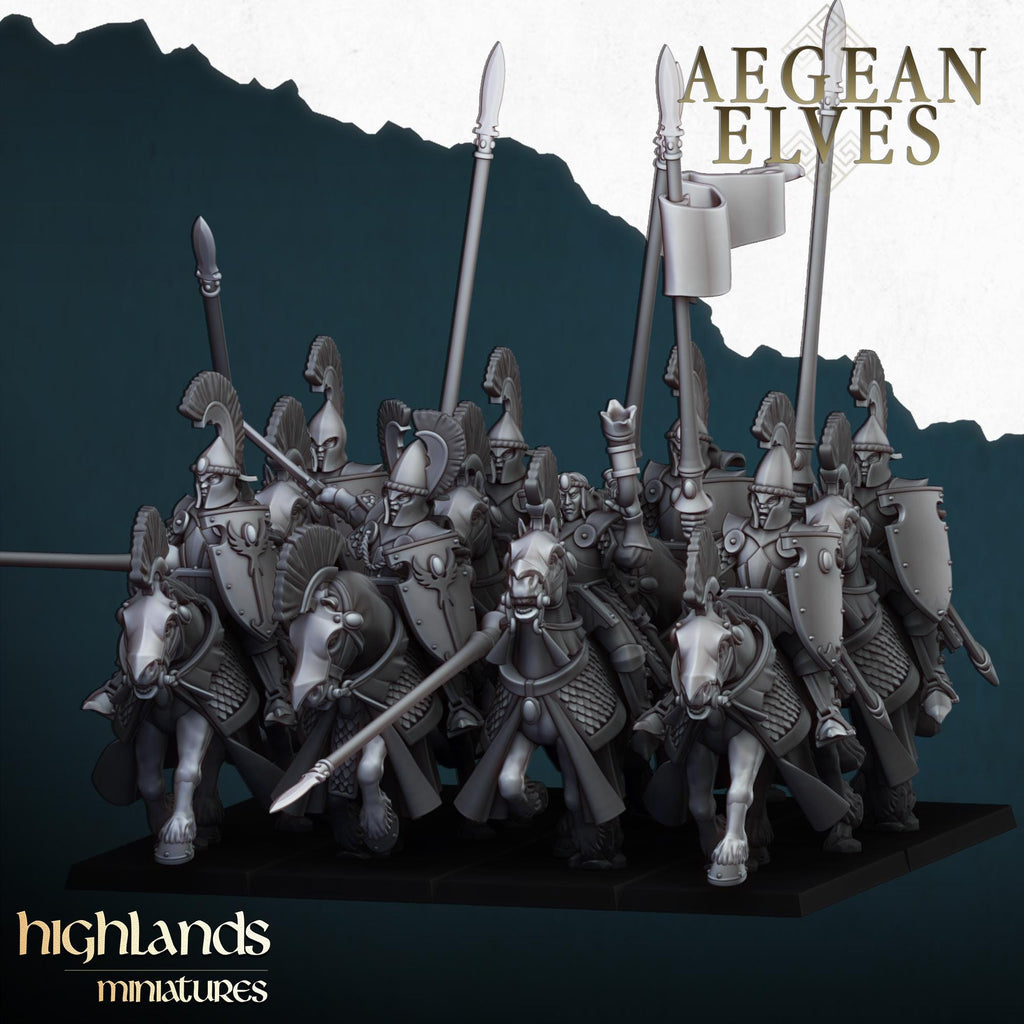 Aegean Elves Mounted Lances  - in 12k- by Highlands Miniatures