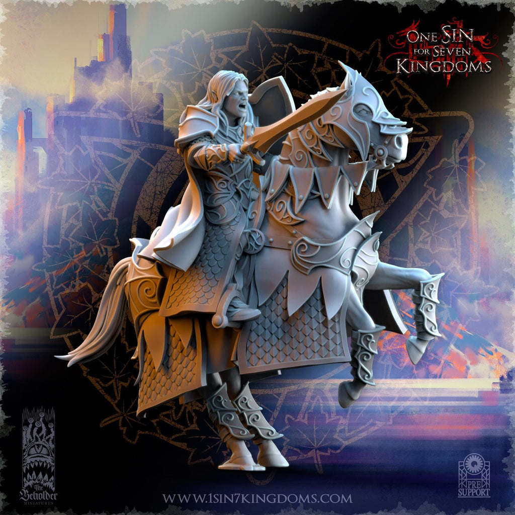 Silvermoor Elves Knights of Ashur Command Group - in 12k- by TheBeholderMiniatures