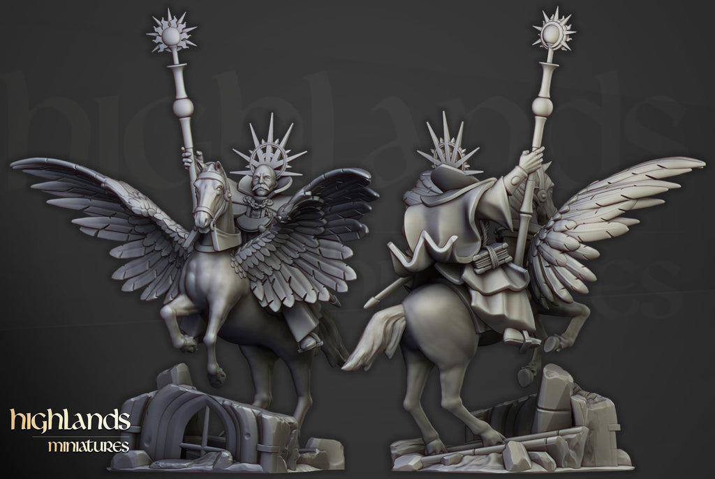 High Mage of Sunland on Pegasus - in 12k- by Highlands Miniatures