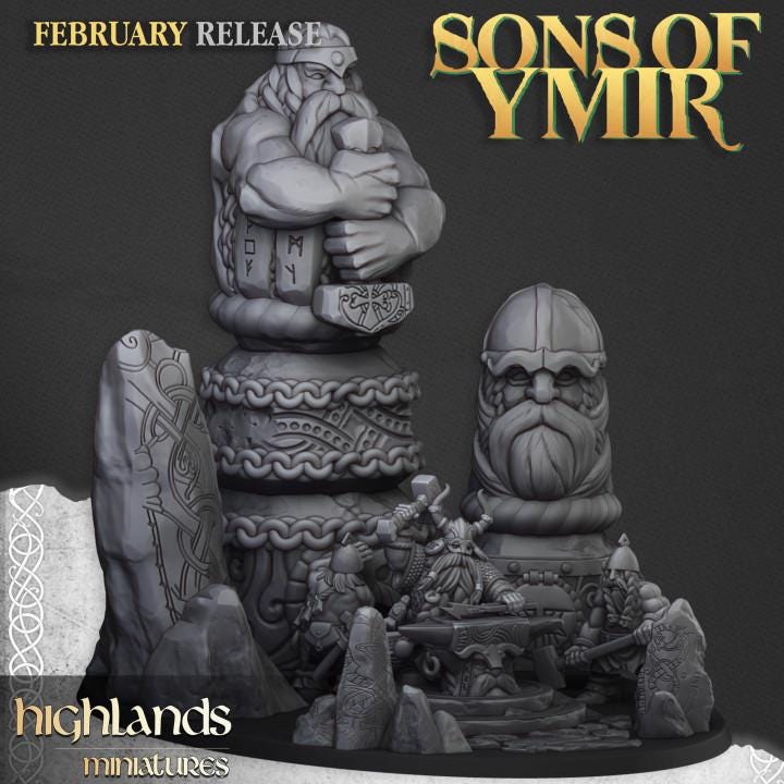 Ancient Dwarf Forge and Great Dwarf Runemaster - in 12k- by Highlands Miniatures