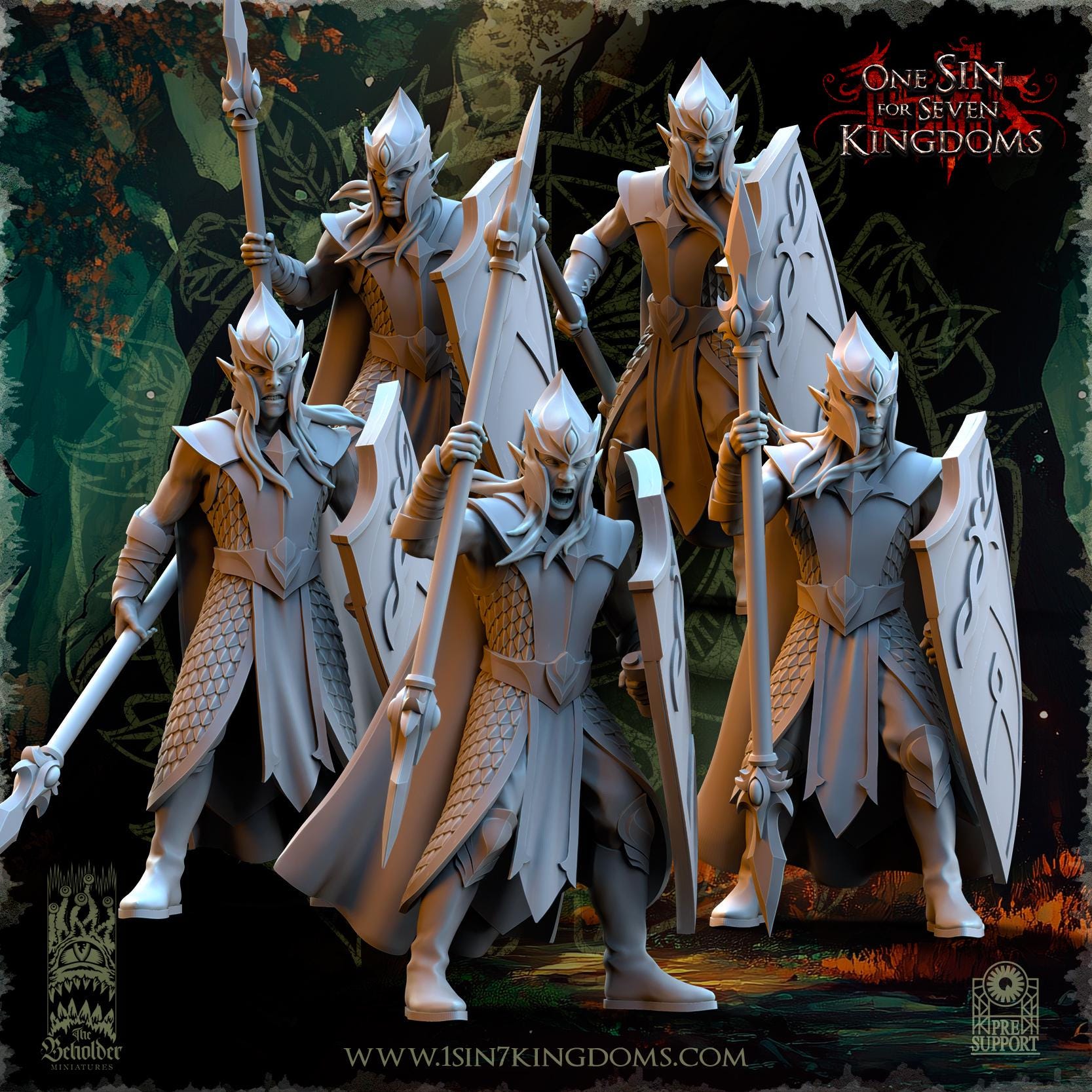 Evergreen Elves Forest Militia  - in 12k- by TheBeholderMiniatures