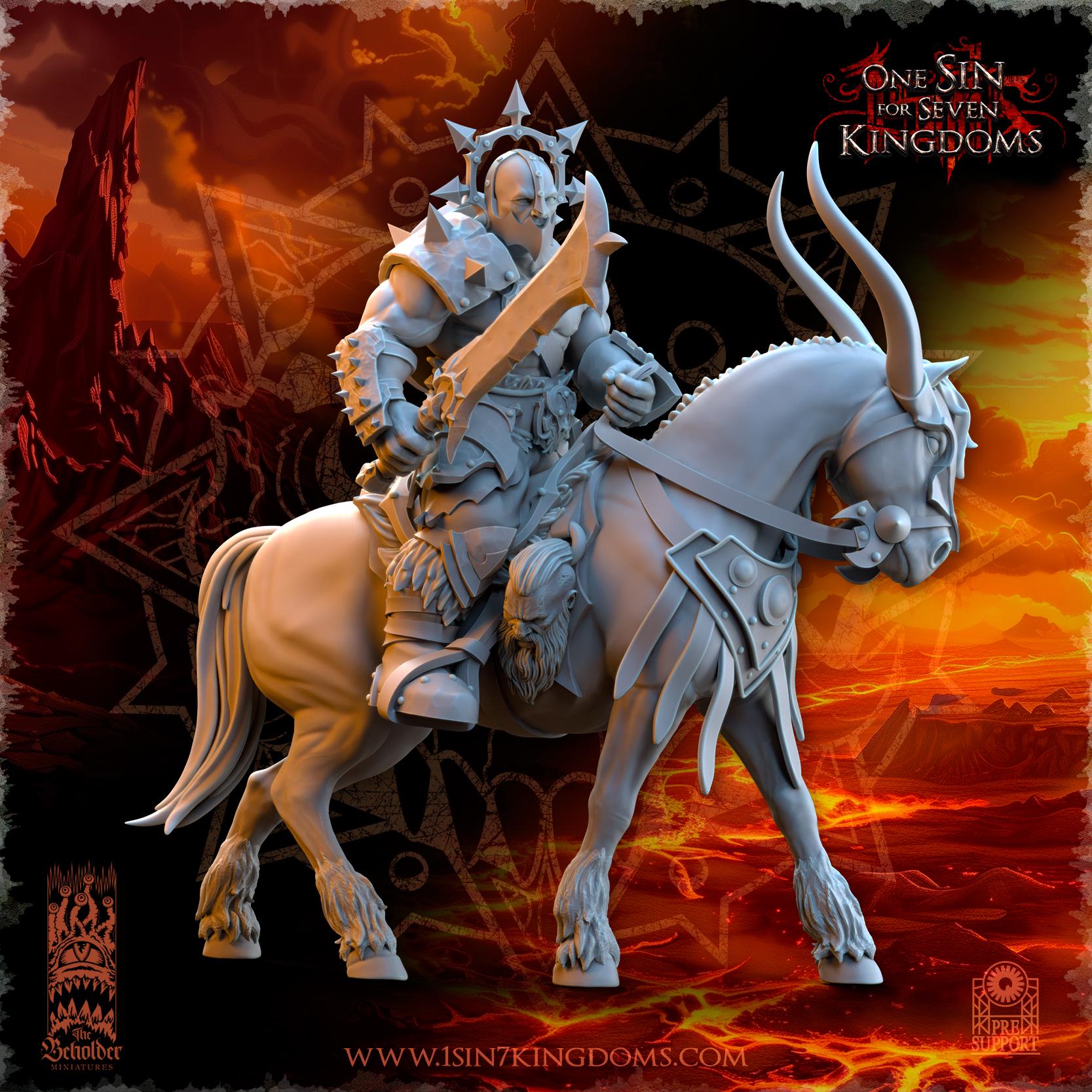 Realms of Mayhem Barbarian Riders Command Group - in 12k  by TheBeholderMiniatures