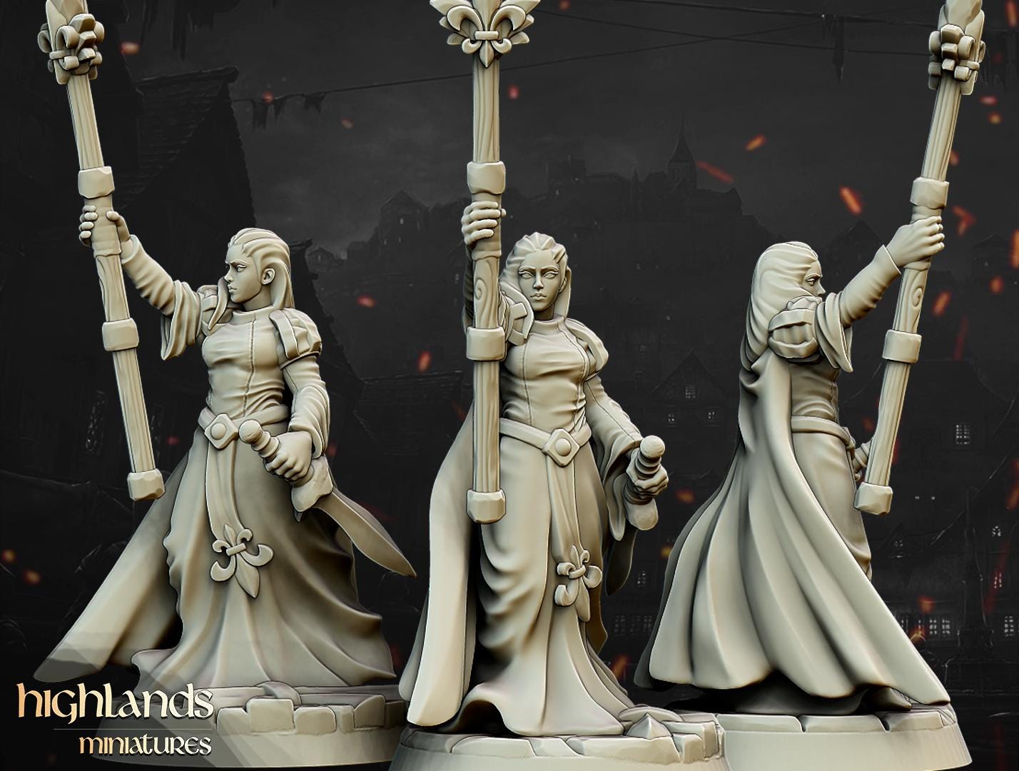 Damsel of the Lady - 2 models - in 12k- by Highlands Miniatures