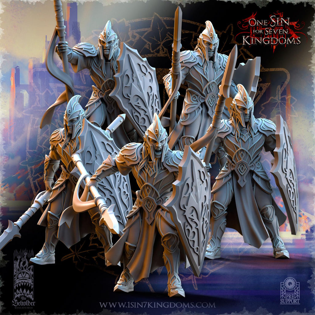 Silvermoor Elves Warriors with spears - in 12k- by TheBeholderMiniatures