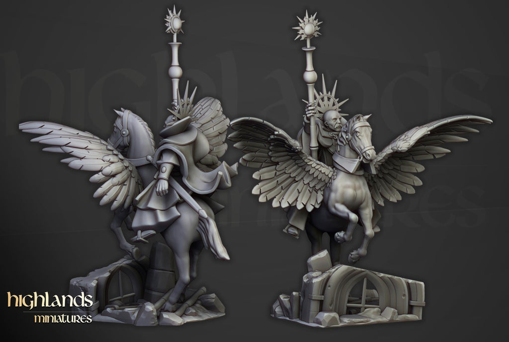 High Mage of Sunland on Pegasus - in 12k- by Highlands Miniatures