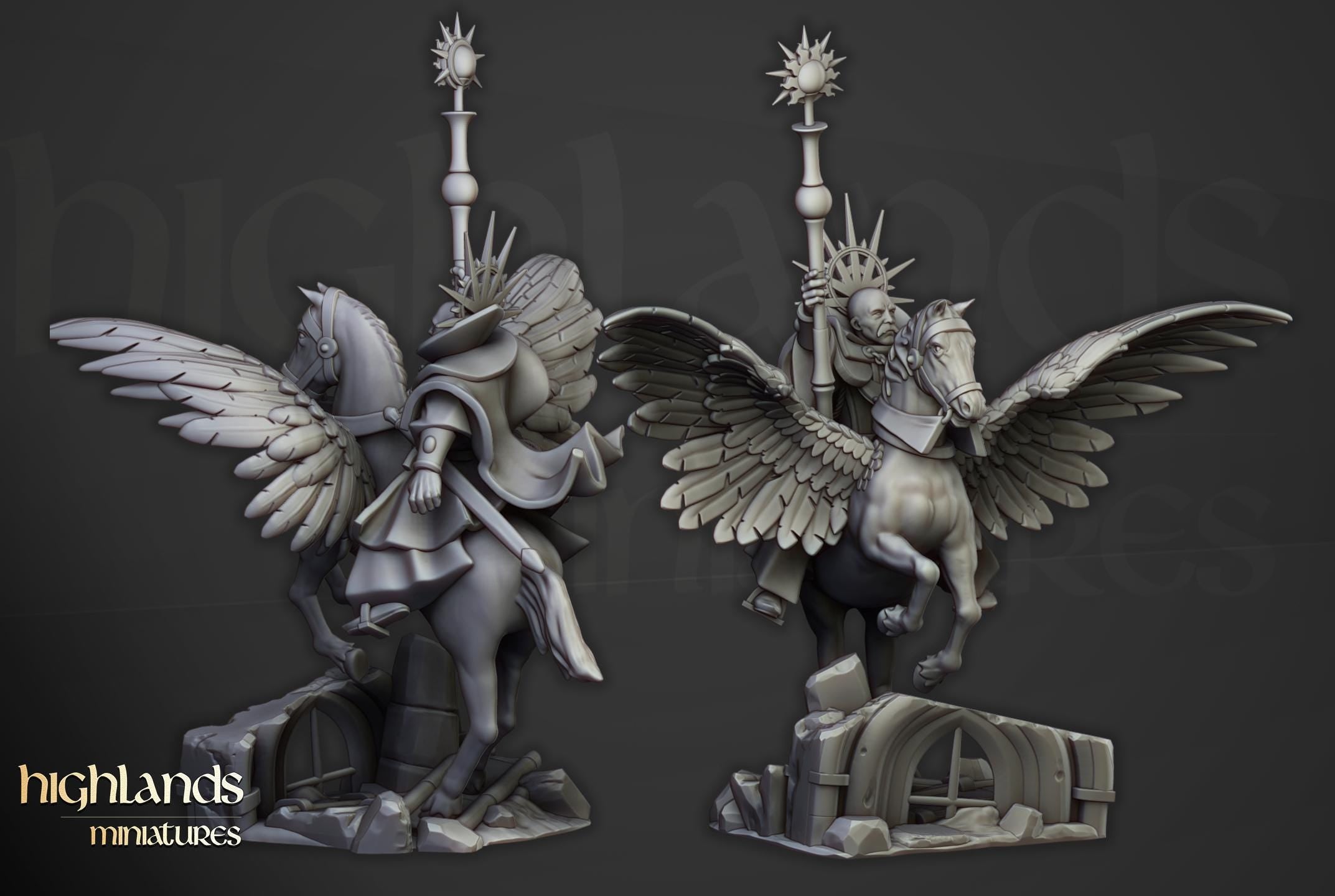 High Mage of Sunland on Pegasus - in 12k- by Highlands Miniatures