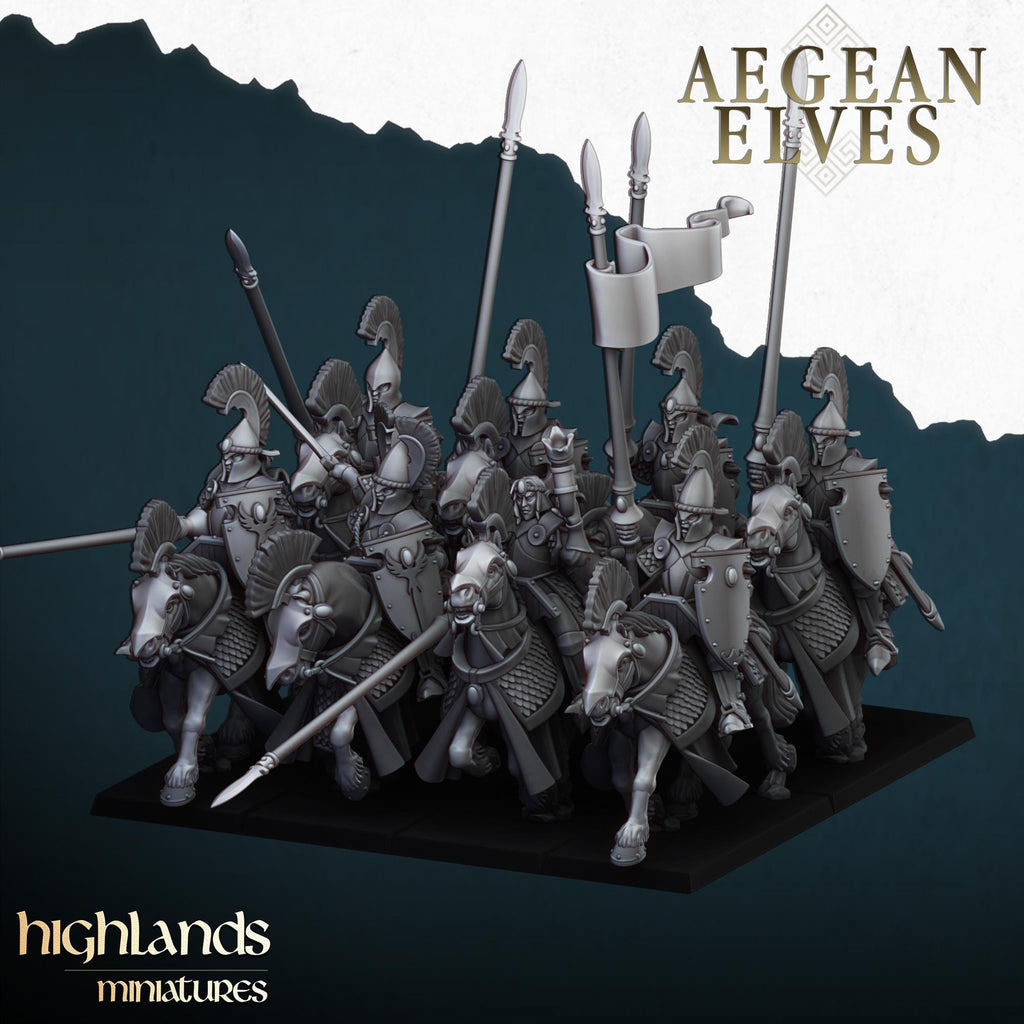 Aegean Elves Mounted Lances  - in 12k- by Highlands Miniatures