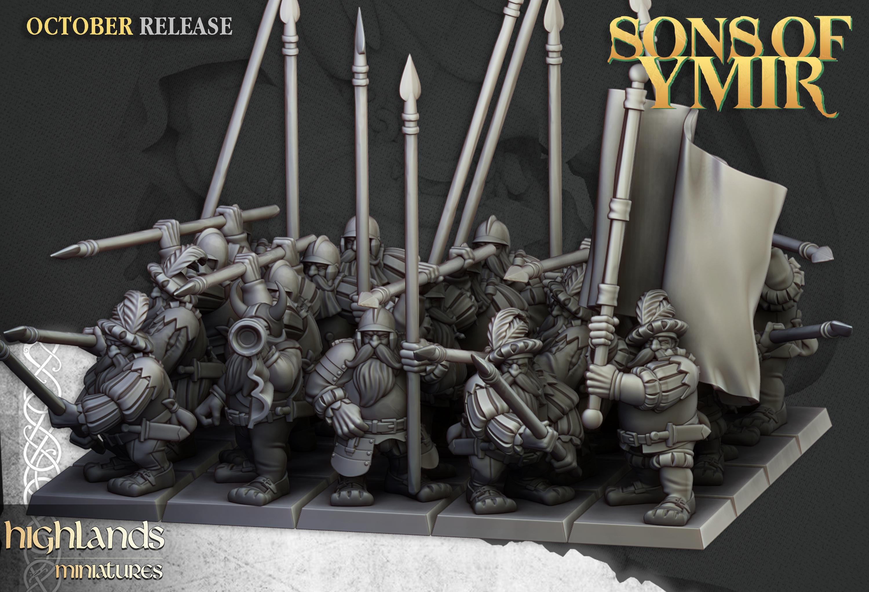 Dwarf Pikemen Unit  - in 12k- by Highlands Miniatures
