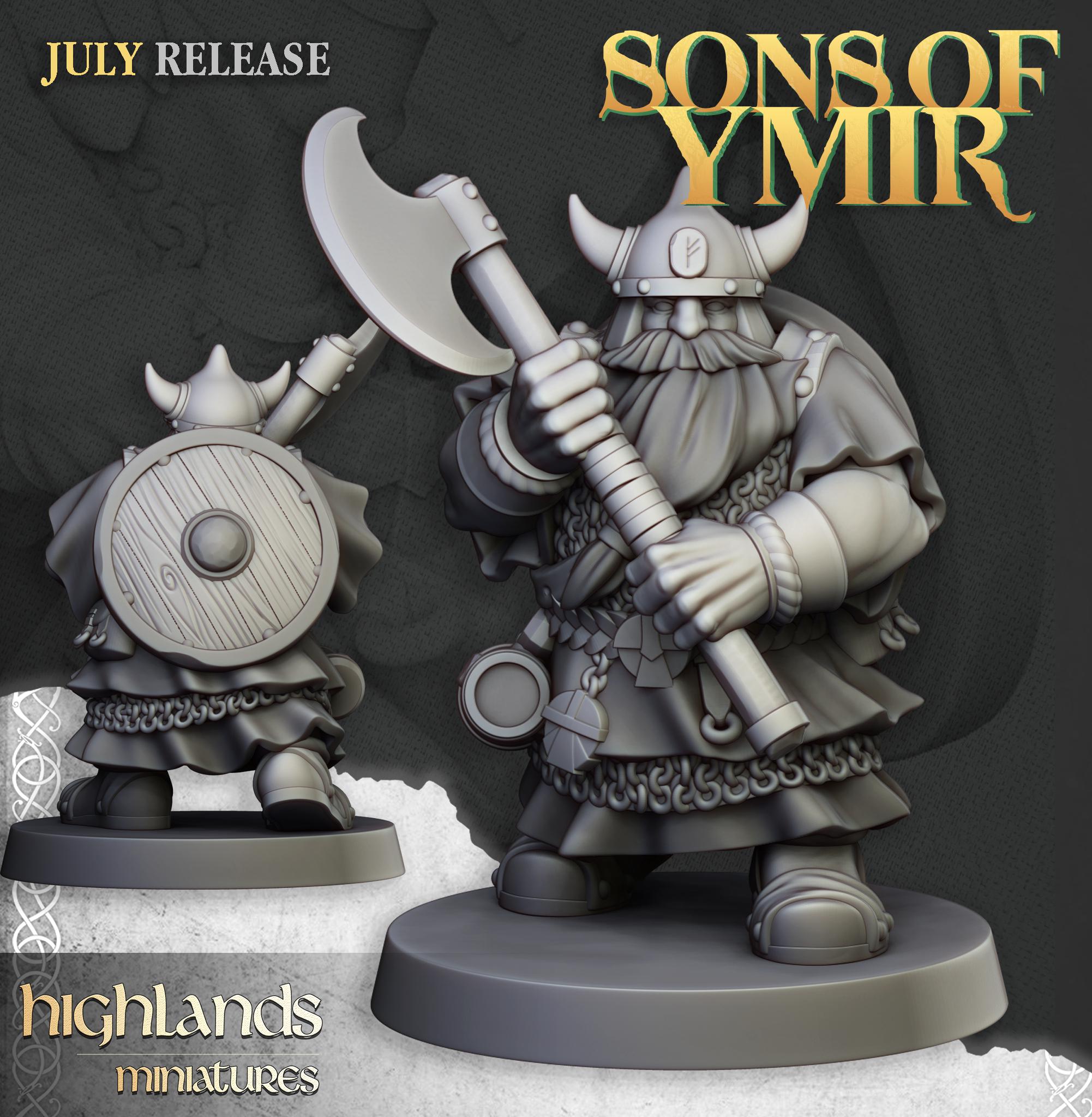 Dwarfs Warriors with Two Handed Weapons  - in 12k- by Highlands Miniatures