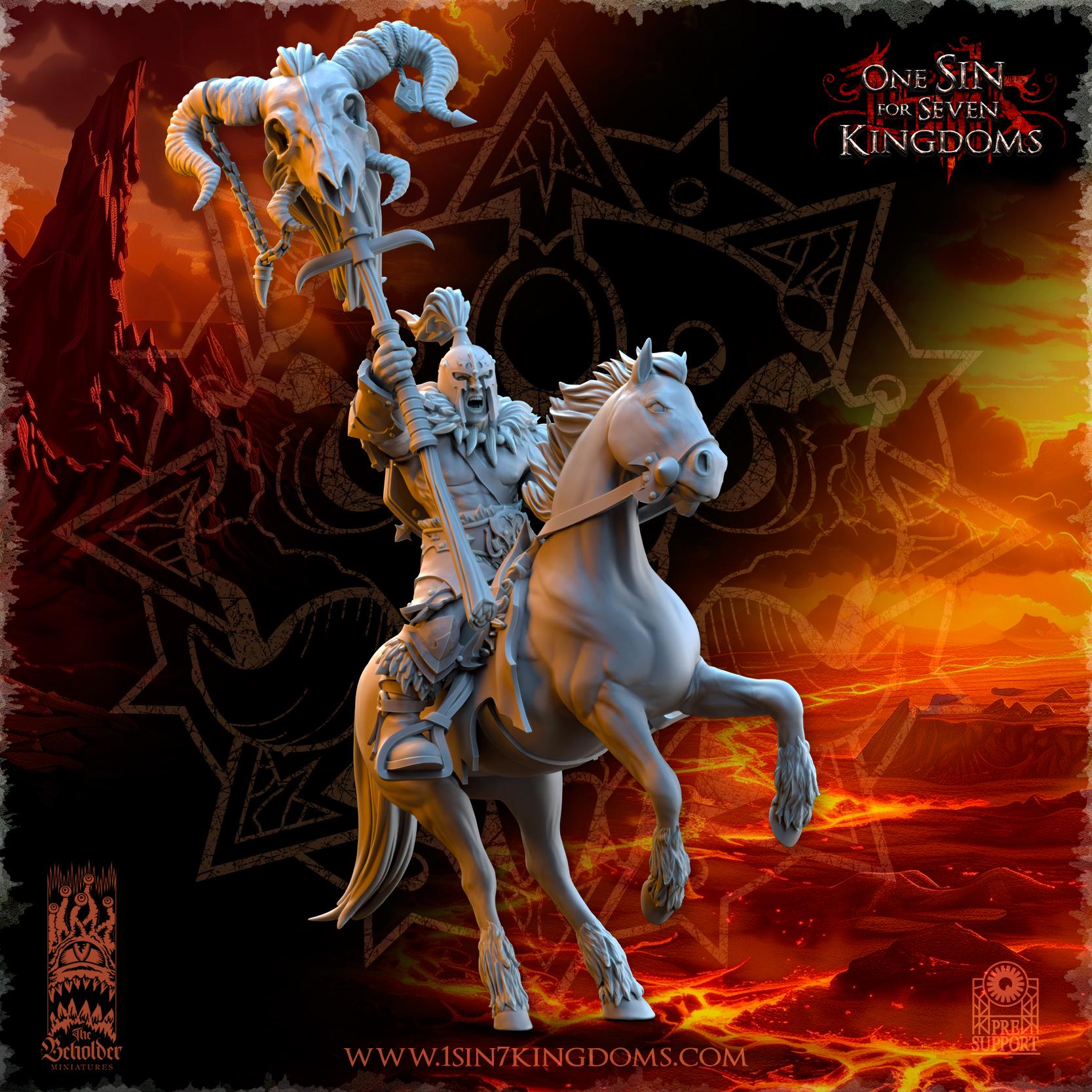 Realms of Mayhem Barbarian Riders Command Group - in 12k  by TheBeholderMiniatures