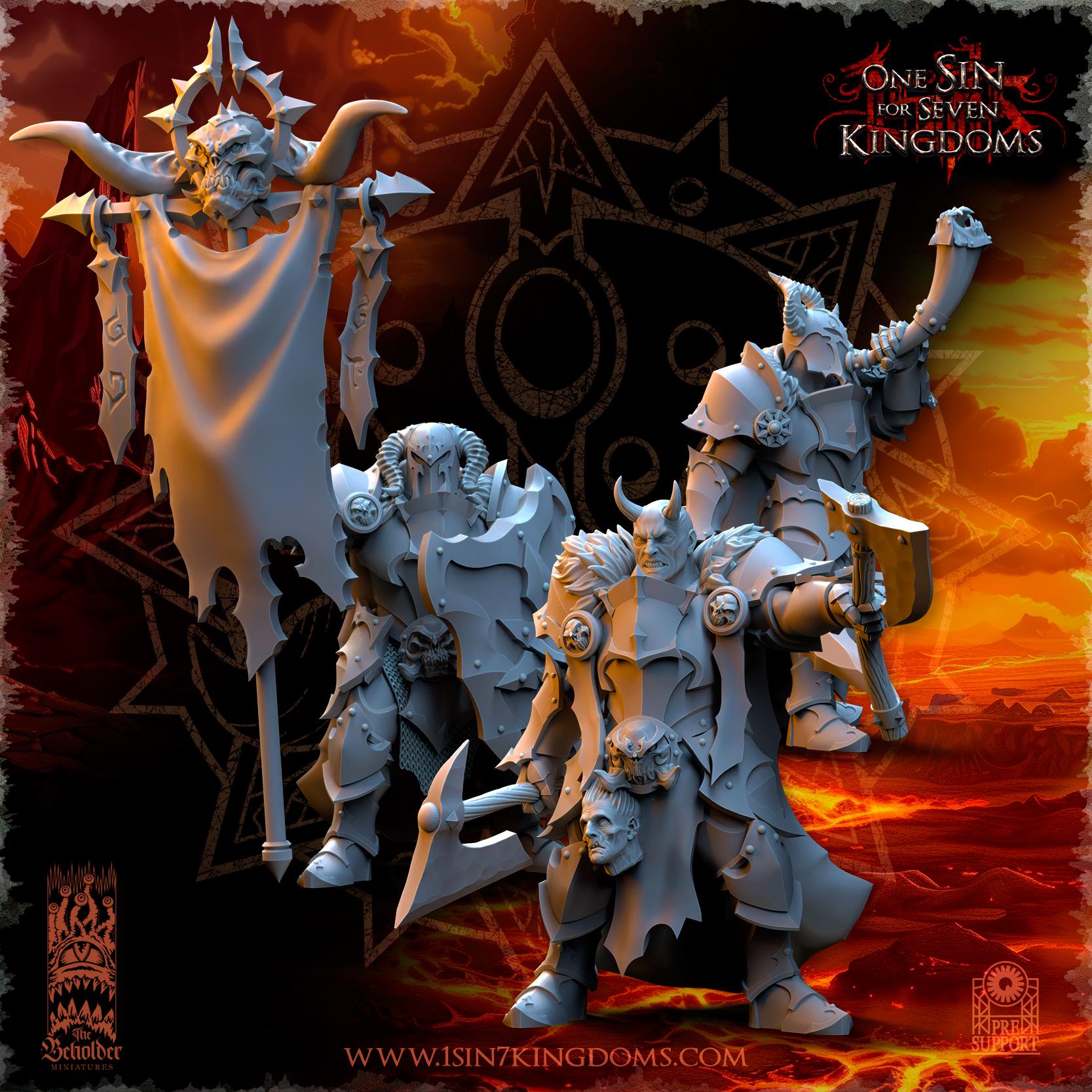 Realms of Mayhem Warriors Command Group - in 12k- by TheBeholderMiniatures