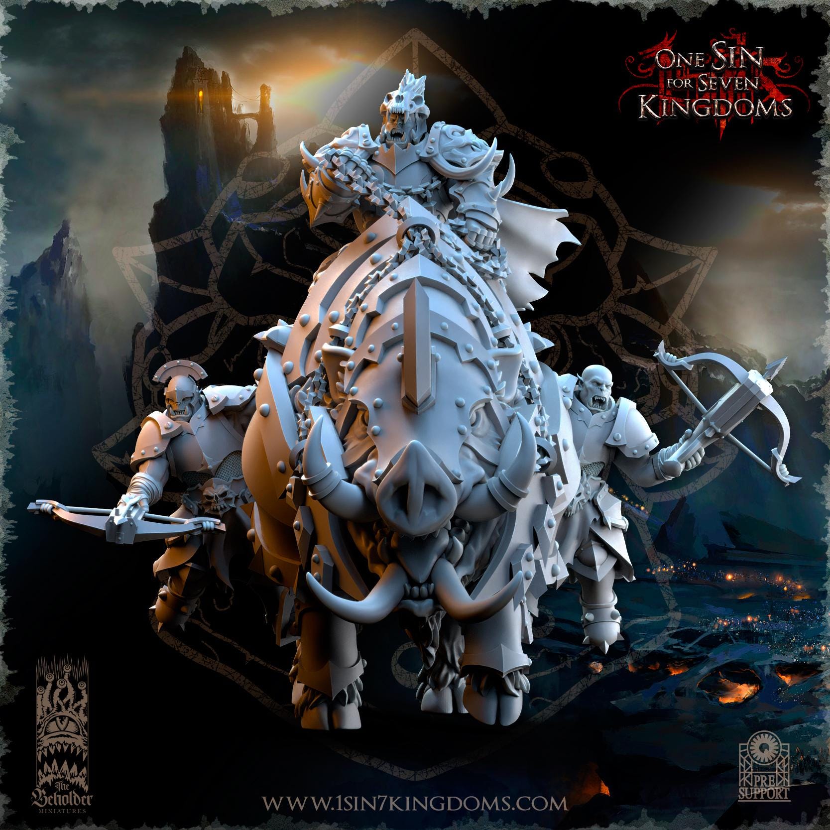 Khur Gann Nestah Warlord on Warbringer Boar  - in 12k- by TheBeholderMiniatures