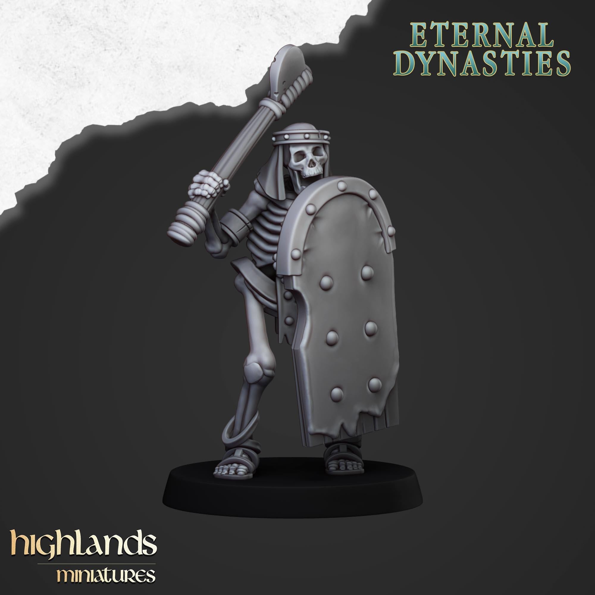 Ancient Skeletons with Spears and Hand Weapons - in 12k- by Highlands Miniatures