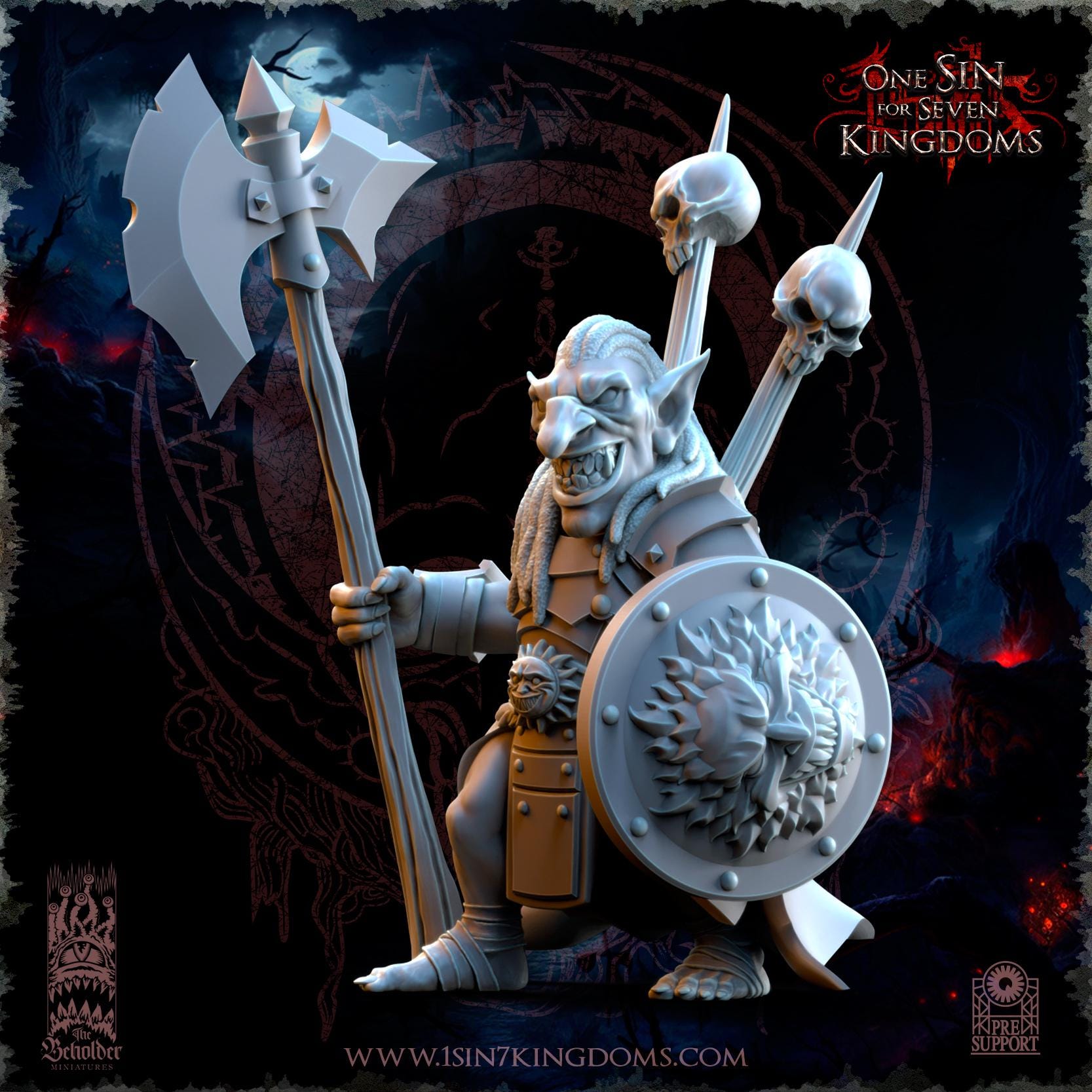 Mortus, The Black Horde Goblins Warlord - in 12k- by TheBeholderMiniatures