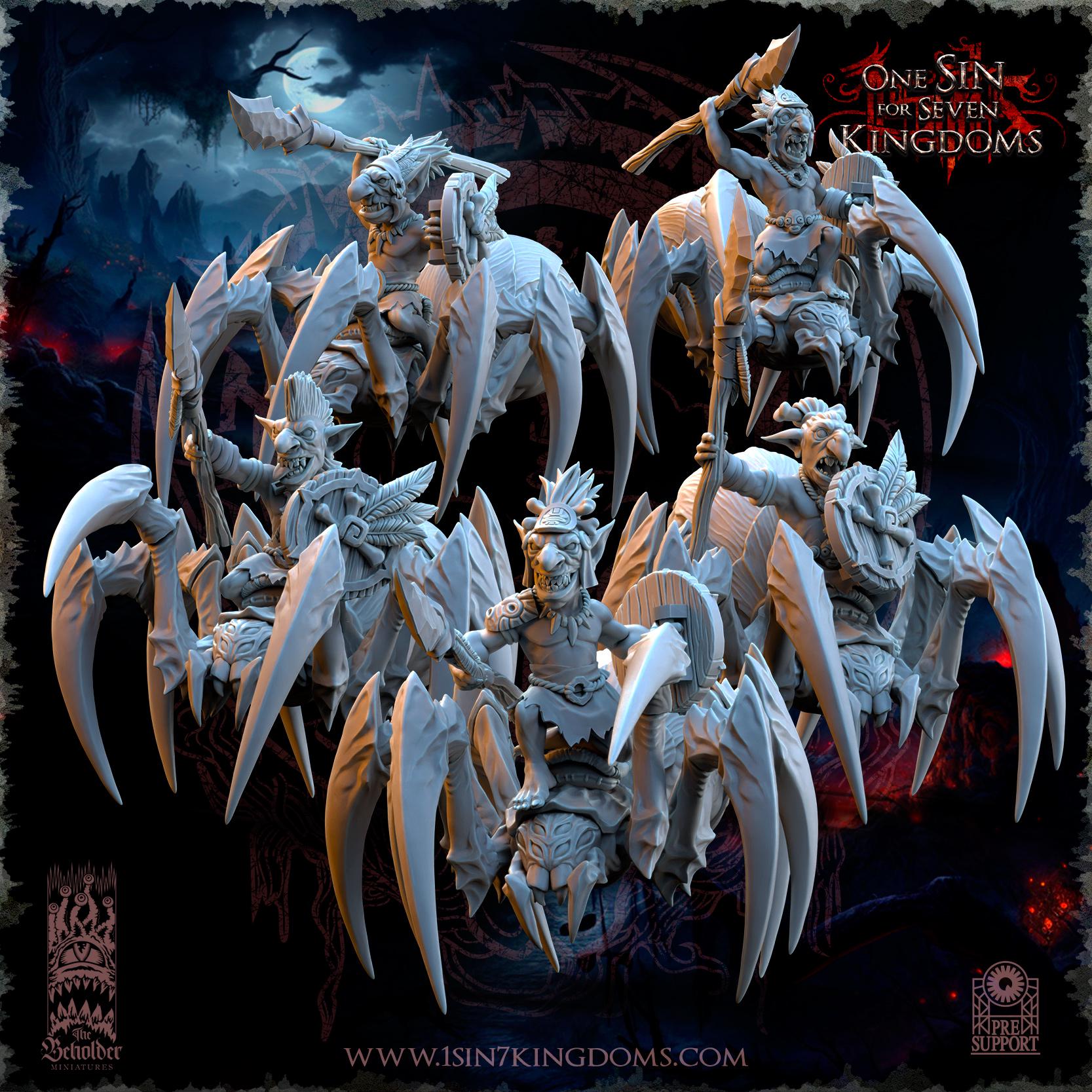 The Black Horde Goblins Jungle Spider Riders- in 12k by TheBeholderMiniatures