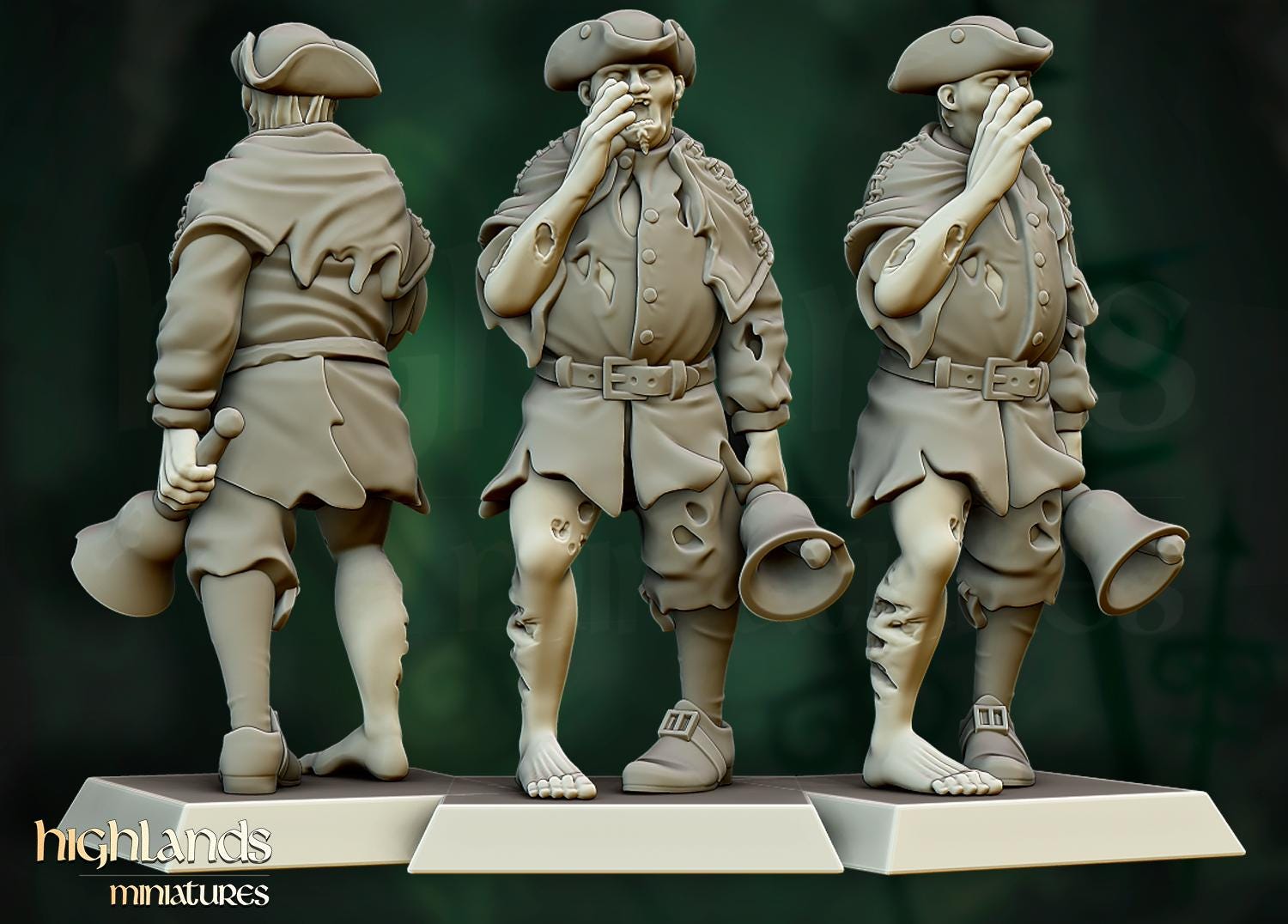 Zombie Command Group  - in 12k- by Highlands Miniatures