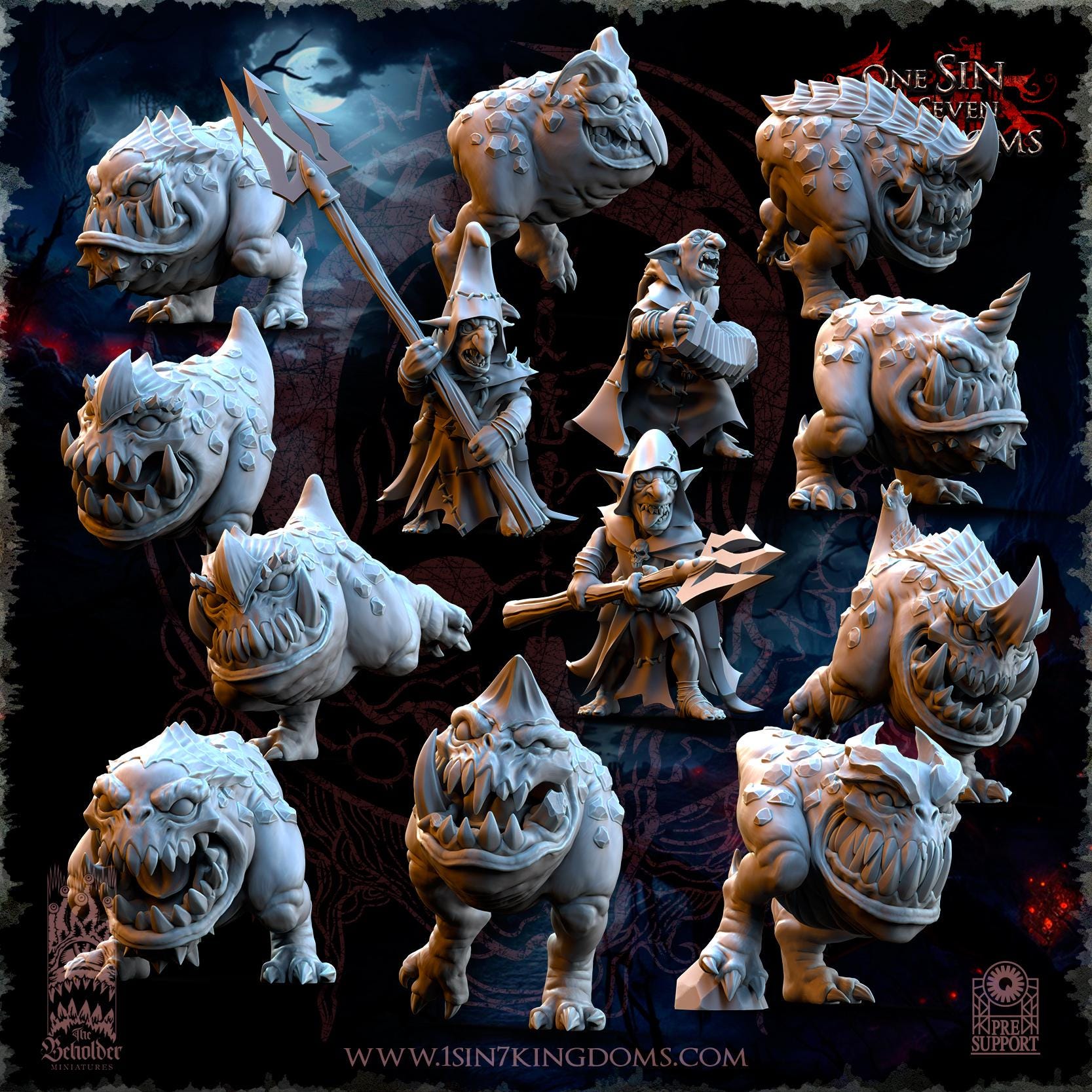 The Black Horde Goblins Kavehorrors Whisperers -12 models - in 12k- by TheBeholderMiniatures