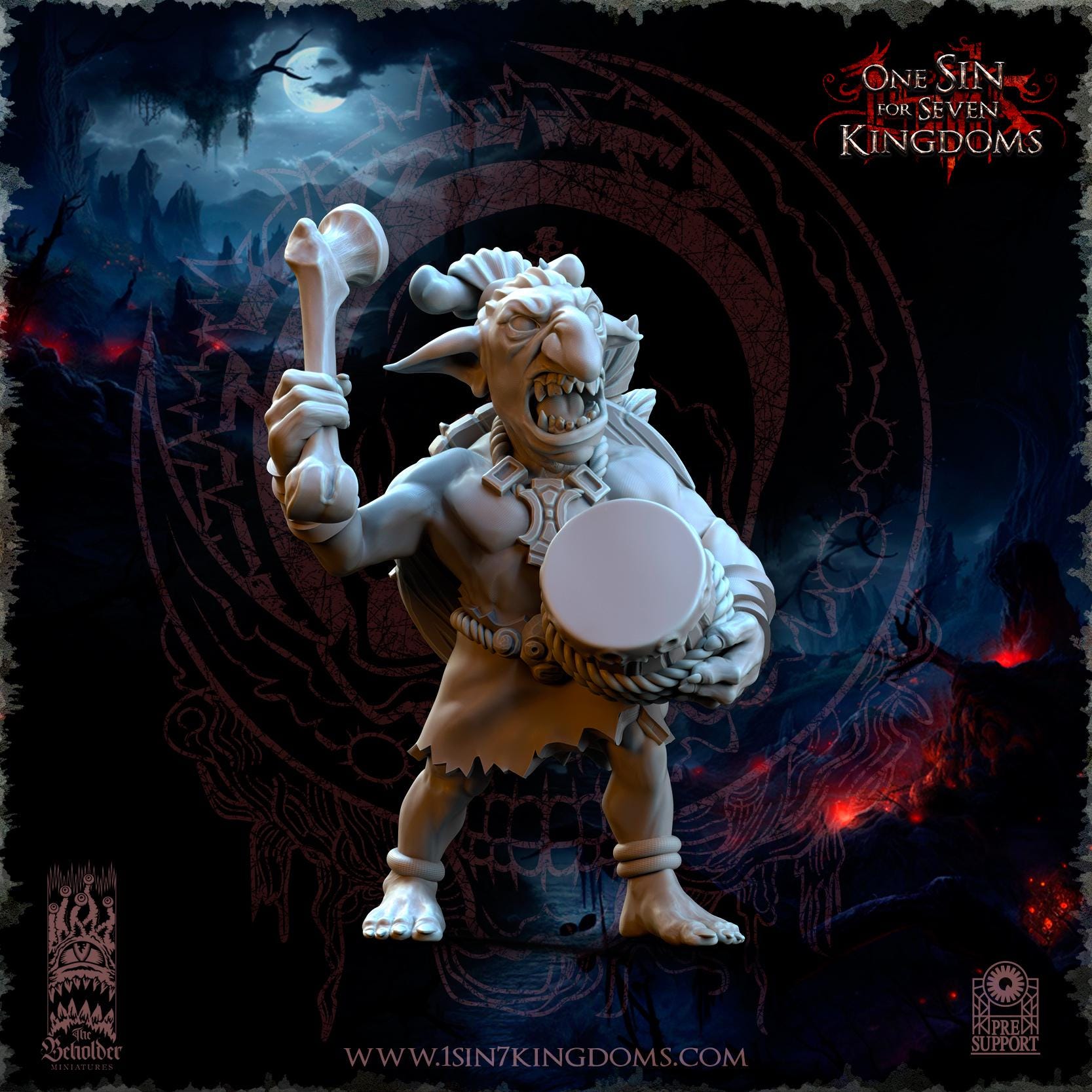 The Black Horde Goblins Jungle Warriors Command Group - 12k by TheBeholderMiniatures