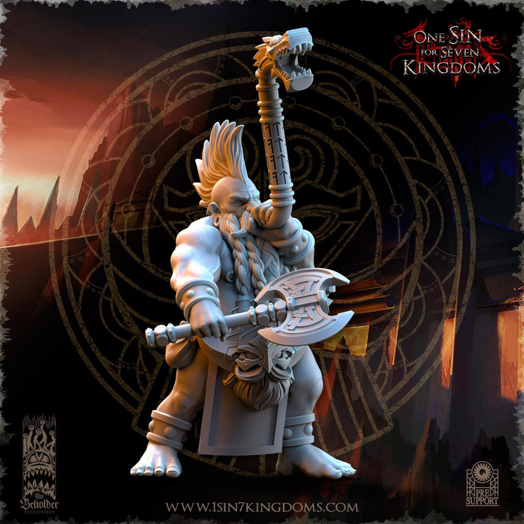 Dwarven Kingdoms Slayers of Molten Core Command Group - in 12k- by TheBeholderMiniatures