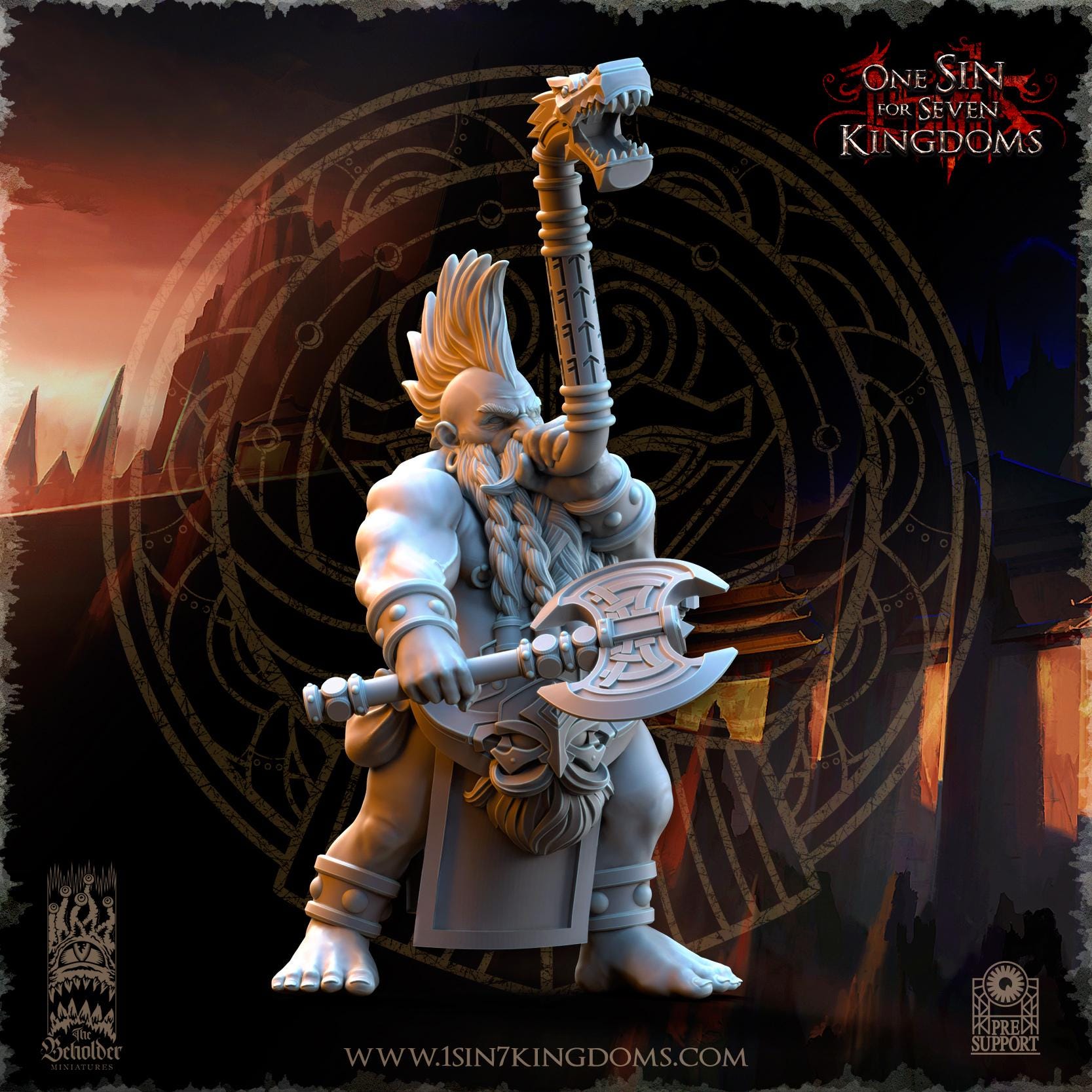 Dwarven Kingdoms Slayers of Molten Core Command Group - in 12k- by TheBeholderMiniatures