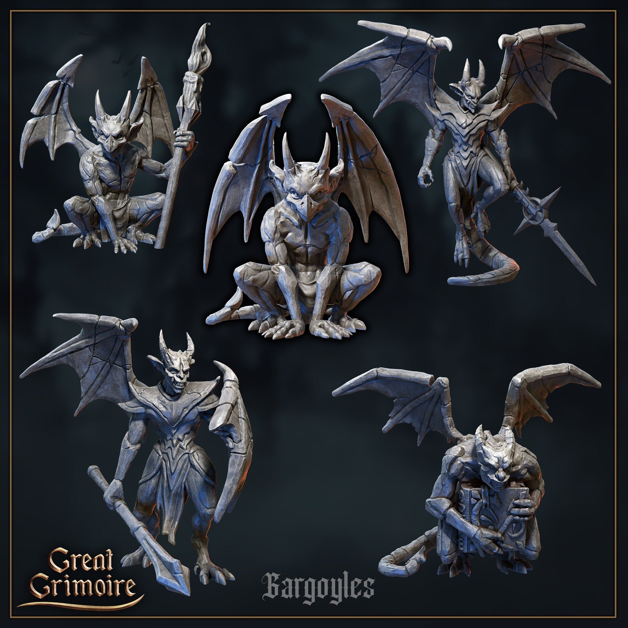 5 Model Pack - Gargoyles - in 12k - by Great Grimoire