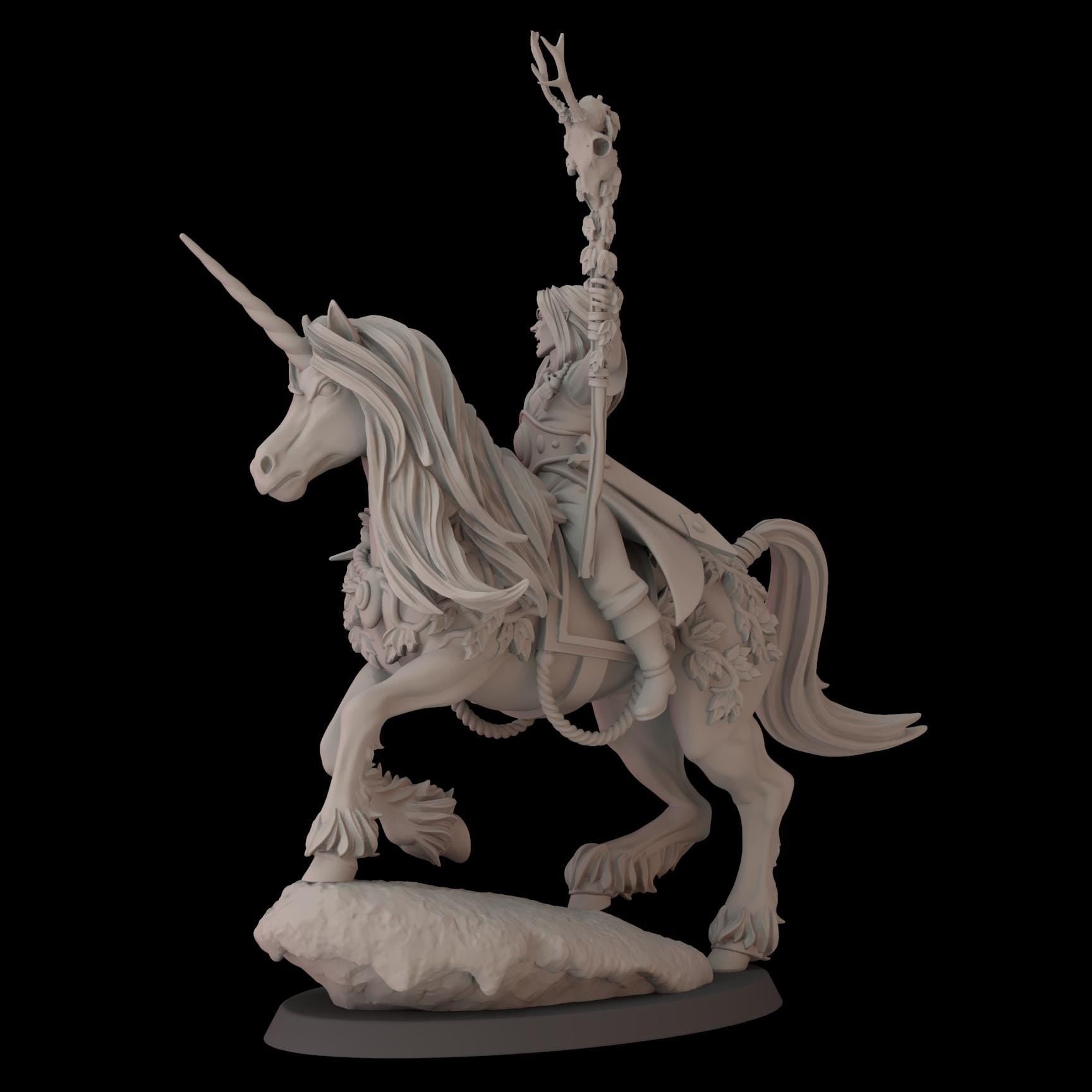 Elf Wizard on Unicorn - 12k by fantasycultminiatures