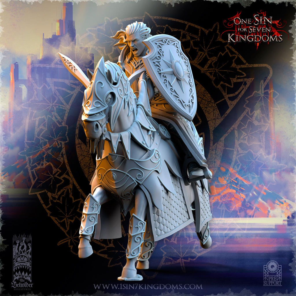 Polomhir, Silvermoor Elves Commander on Horse - in 12k- by TheBeholderMiniatures