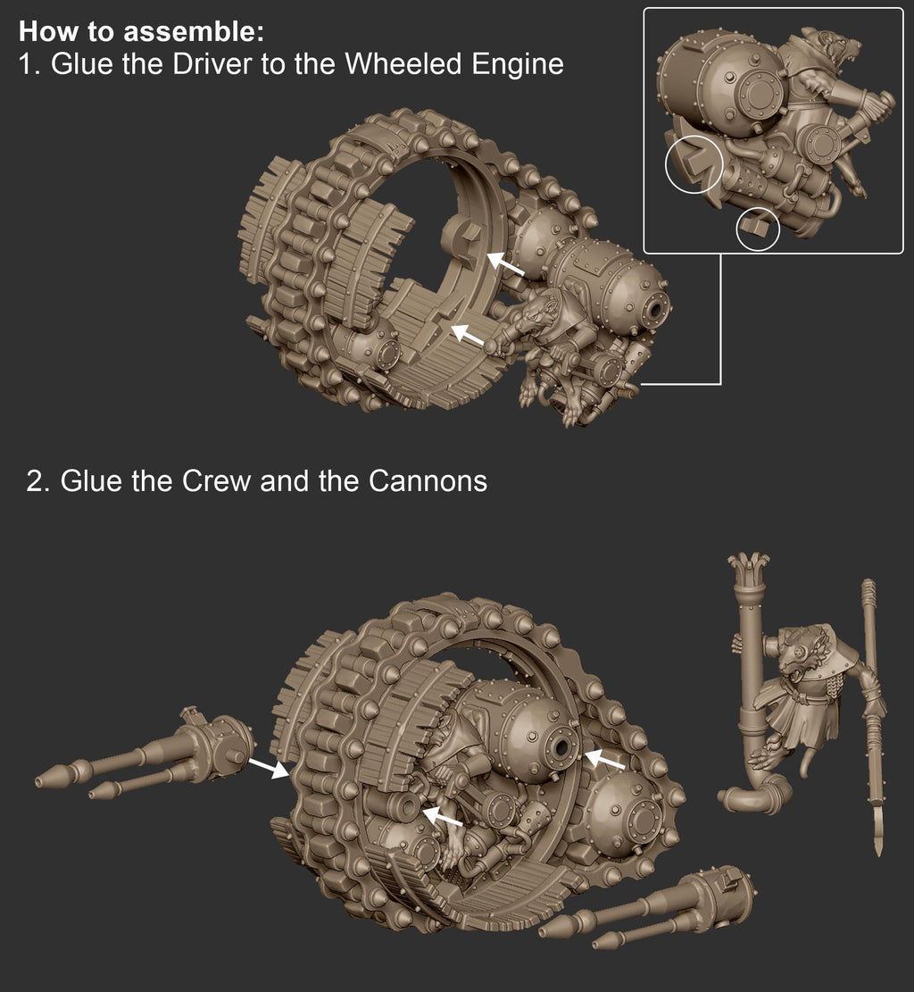 Sewer Vermin Wheeled Engine  - in 12k- by Highlands Miniatures