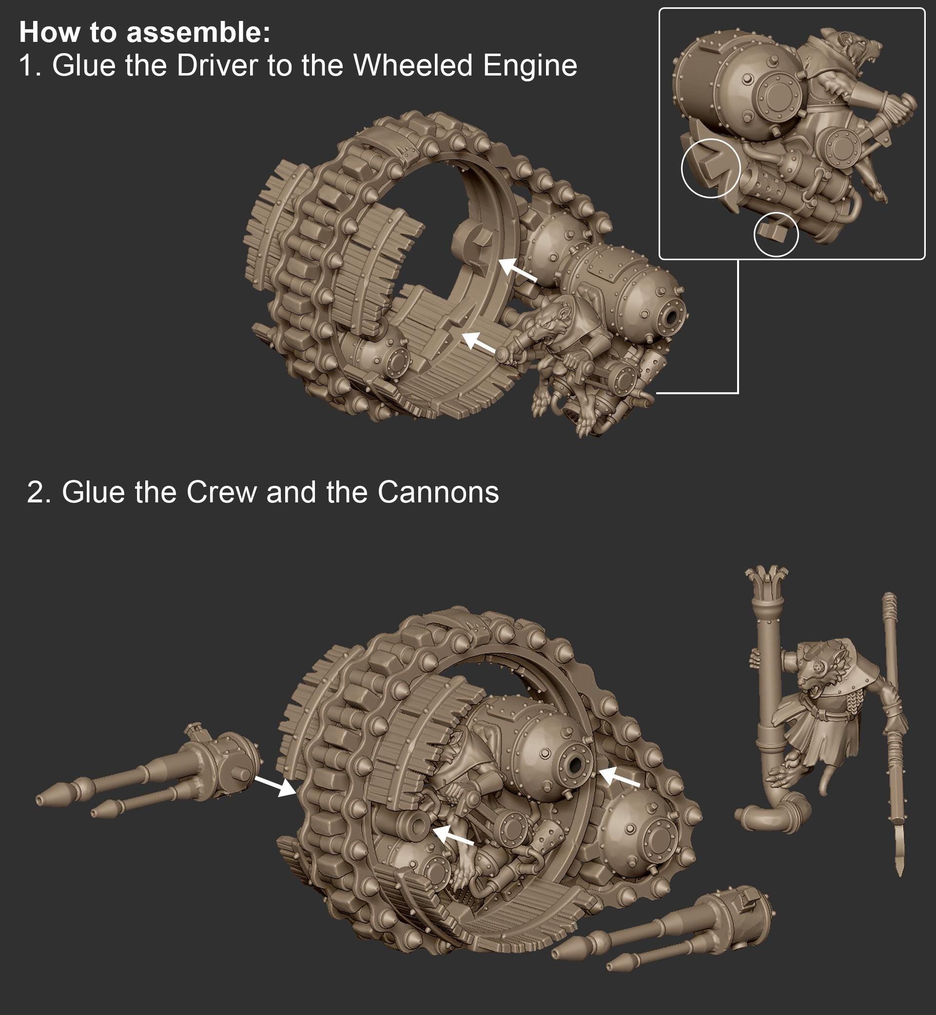 Sewer Vermin Wheeled Engine  - in 12k- by Highlands Miniatures