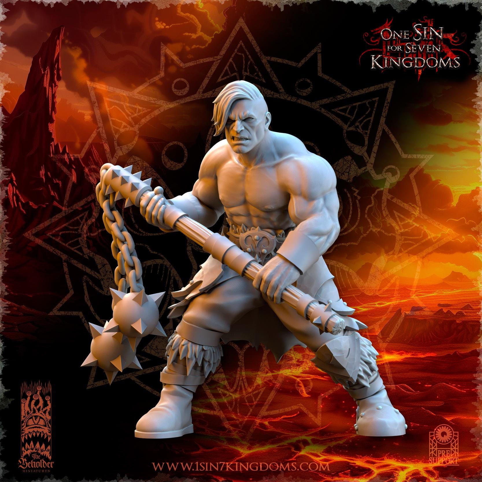 Realms of Mayhem Barbarian Despoilers with Flail - in 12k- by TheBeholderMiniatures