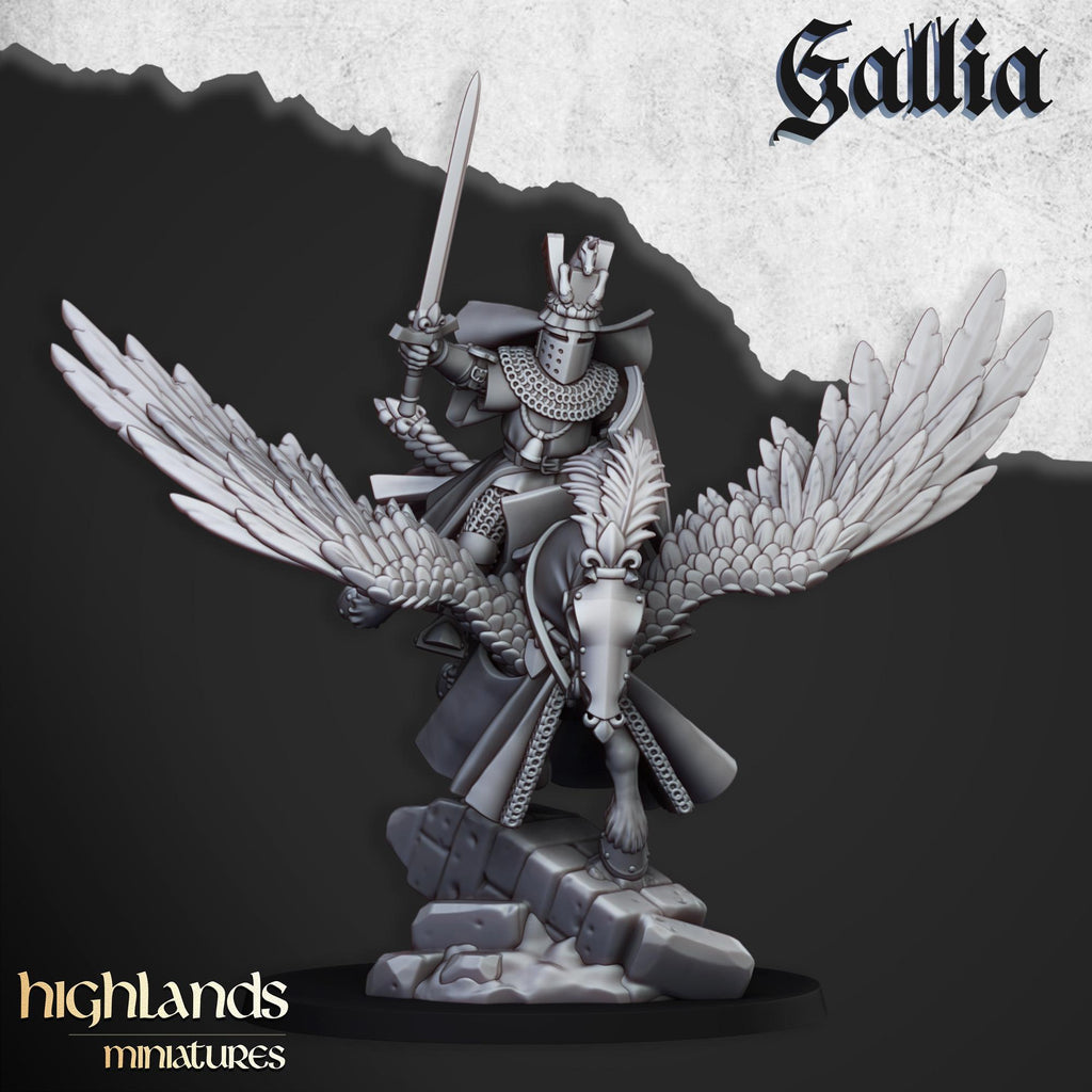 Gallia Knights on Pegasus - in 12k- by Highlands Miniatures