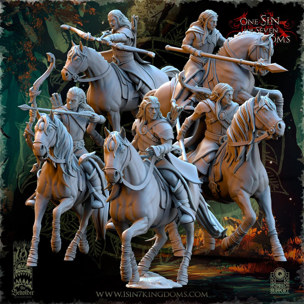 Evergreen Elves Meadow Riders - in 12k- by TheBeholderMiniatures