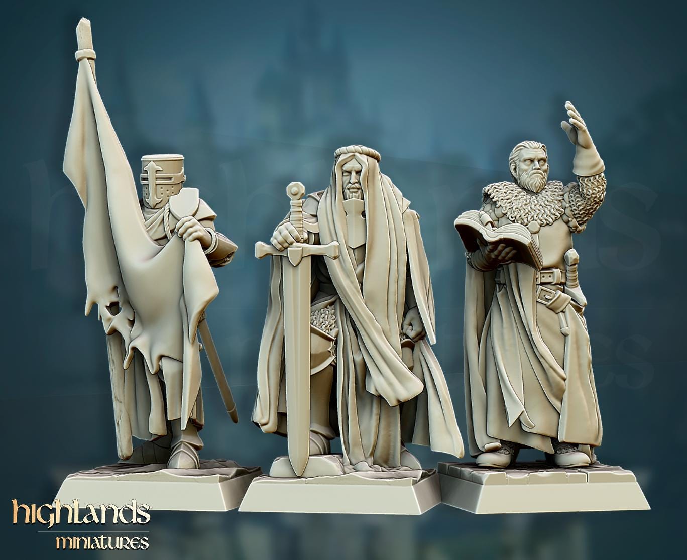 Crusaders Command Group - in 12k- by Highlands Miniatures
