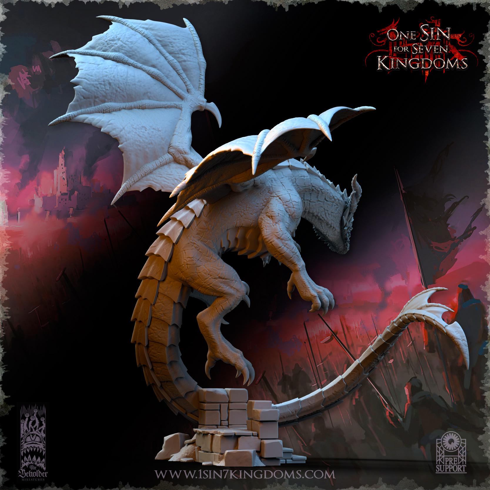 Wuthang, the Wasteland Dragon- in 12k- by TheBeholderMiniatures