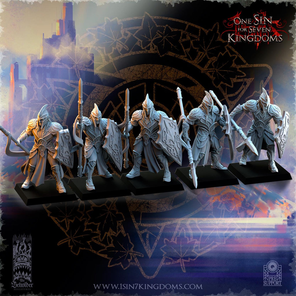 Silvermoor Elves Warriors with spears - in 12k- by TheBeholderMiniatures